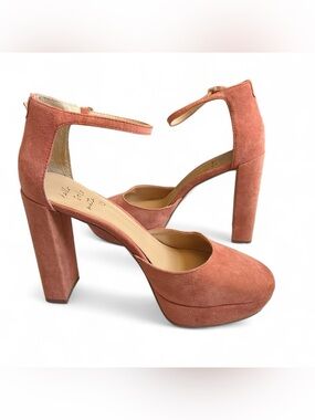 Banana Republic Suede Platform Ankle-Strap Heels in Dusty Rose